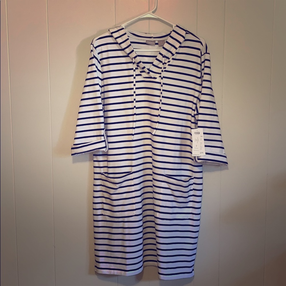 Chico’s Size 2- Zenergy striped hood dress. NWT